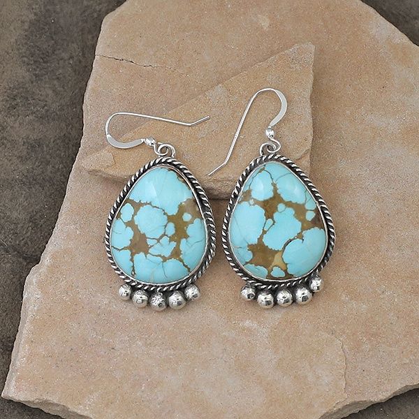 Large tear drop #8 turquoise earrings