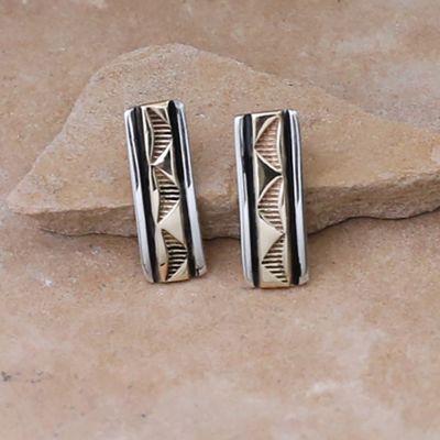 14kt gold &amp; silver post earrings