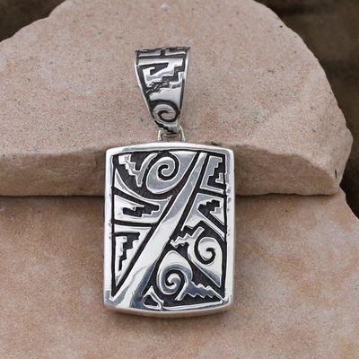 Adobe Pueblo reversible inlay pendant