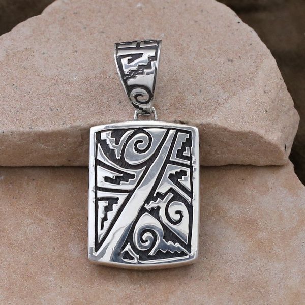Adobe Pueblo reversible inlay pendant