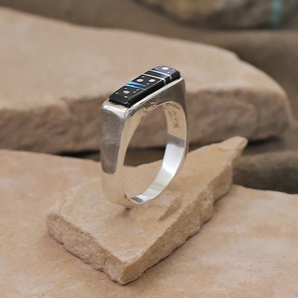 Thin Night Sky rectangular inlay ring