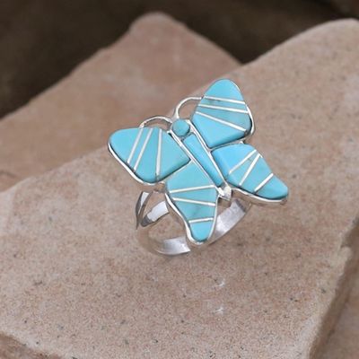 Butterfly ring w/ turquoise inlay