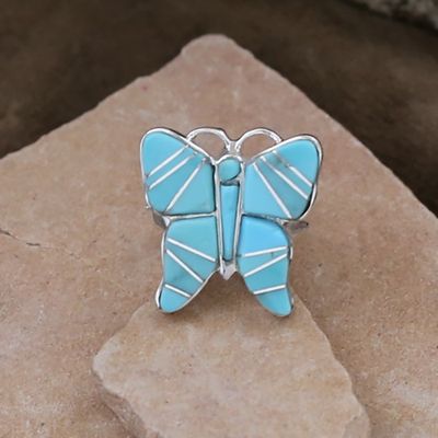 Butterfly ring w/ turquoise inlay