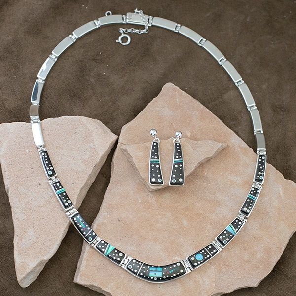 Night Sky inlay necklace set- Calvin Begay