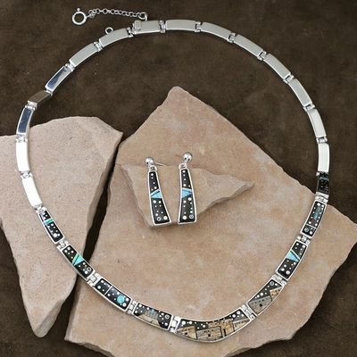 Adobe Pueblo inlay necklace set-Clavin Begay