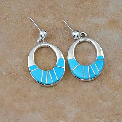 Turquoise inlay loop dangle earrings