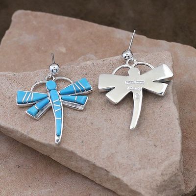 Turquoise inlay Dragon Fly earrings