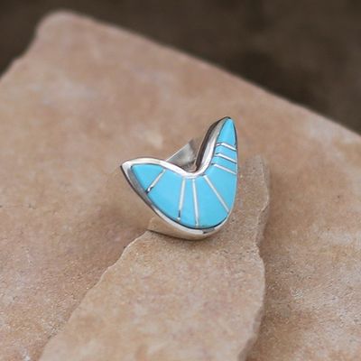 Curved inlay turquoise ring