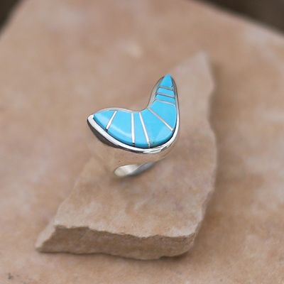 Curved inlay turquoise ring