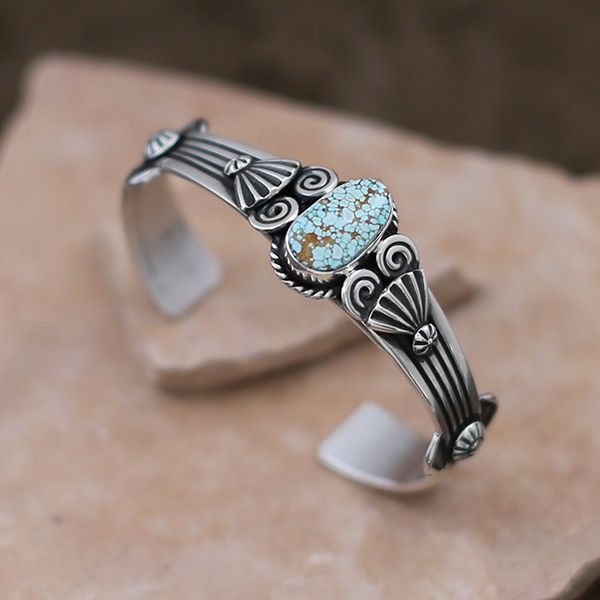 Narrow #8 turquoise bracelet- Delbert Gordon