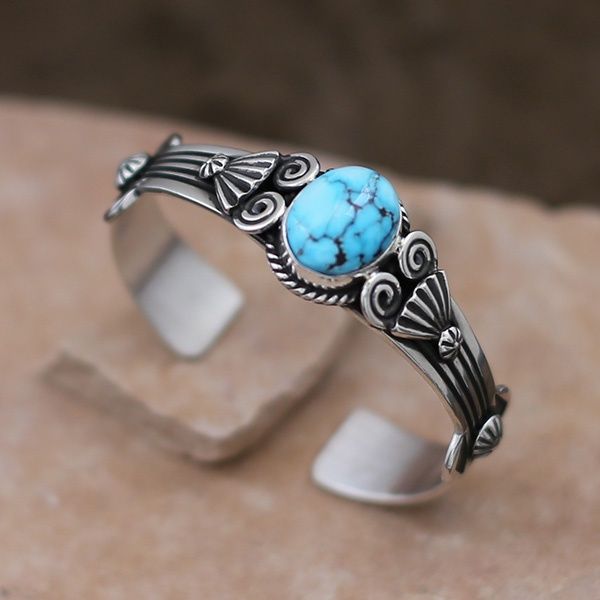 Narrow Palomino turquoise bracelet-Delbert Gordon