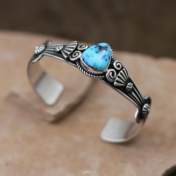 Narrow Palomino turquoise bracelet by Delbert Gordon