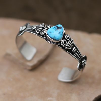 Narrow Palomino turquoise bracelet by Delbert Gordon