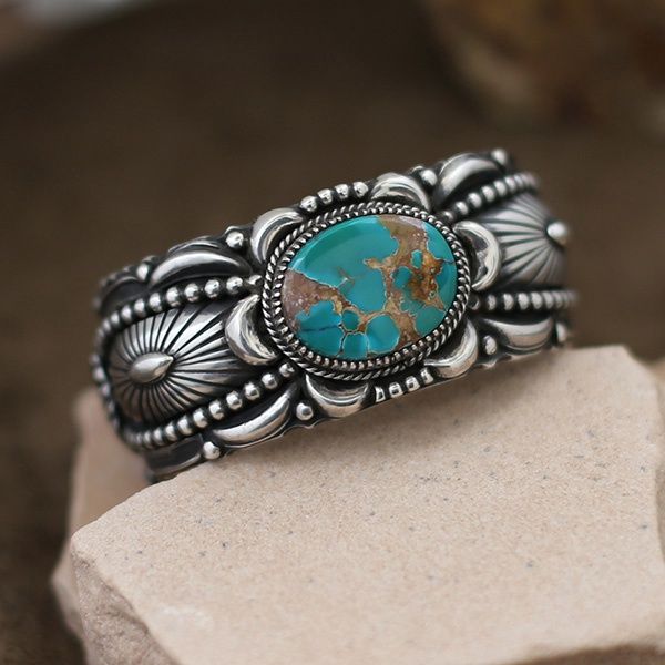 Delbert Gordon cuff bracelet w/ Royston turquoise