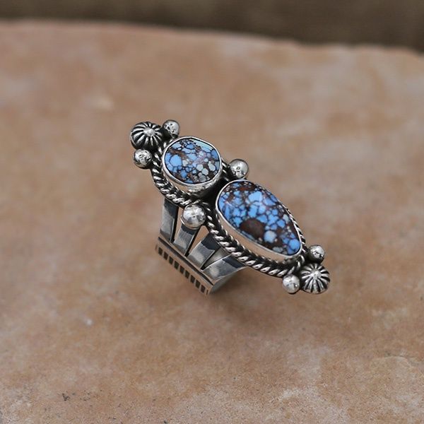 2-stone Golden Hills turquoise ring by Albert Jake