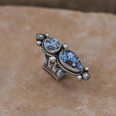 2-stone Golden Hills turquoise ring by Albert Jake