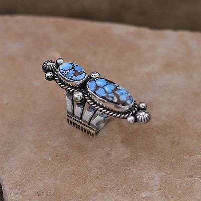 Golden Hills turquoise 2-stone ring by Albert Jake
