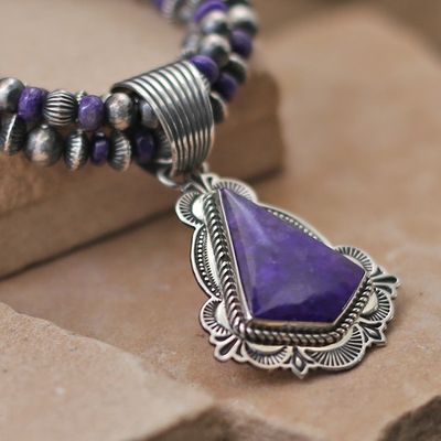 Sugilite necklace set by Navajo artist Albert Jake