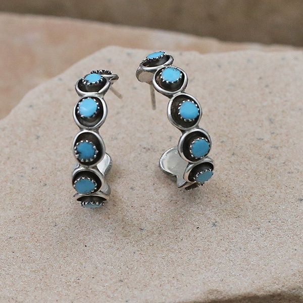 8-stone Zuni hoop earring