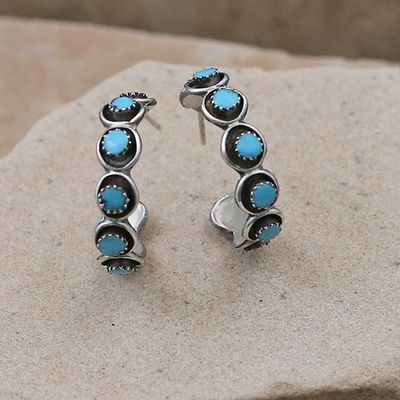 8-stone Zuni hoop earring
