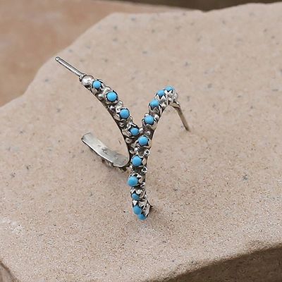 Small thin Zuni hoop earrings-10 stone