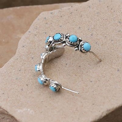 Medium 1/4 hoop Zuni turquoise earrings