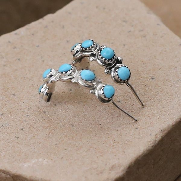 Medium 1/4 hoop Zuni turquoise earrings
