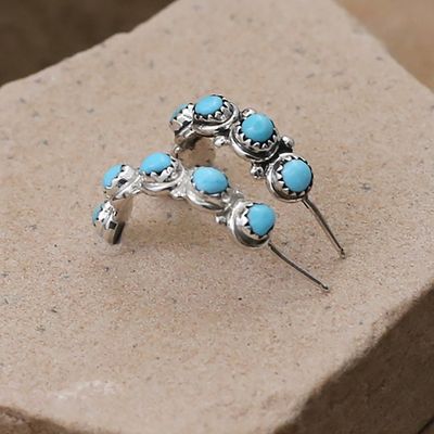 Medium 1/4 hoop Zuni turquoise earrings