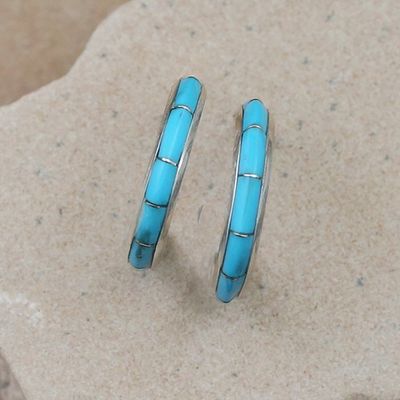 Zuni 1/2 hoop earrings w/ turquoise channel