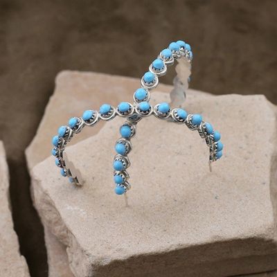 Extra large Zuni 1/2 hoop earring