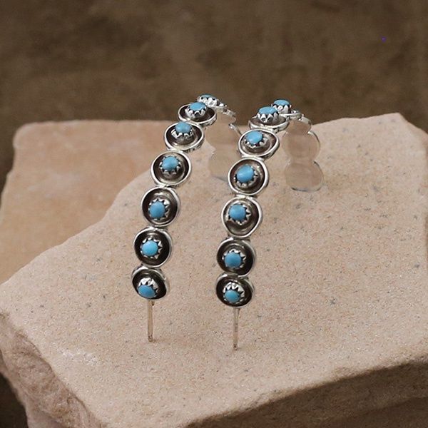 10-stone Zuni hoop earrings