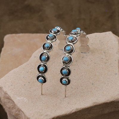 10-stone Zuni hoop earrings