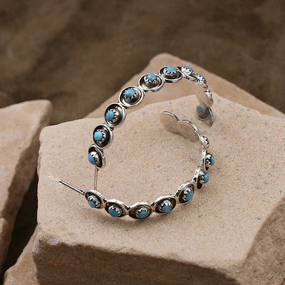 10-stone Zuni hoop earrings