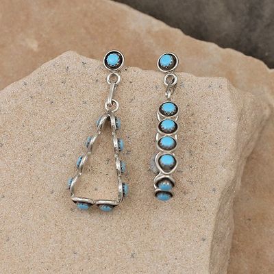 Zuni triangle shaped dangle earrings
