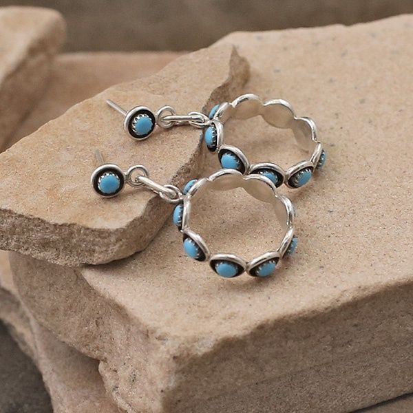 Zuni circle dangle earrings
