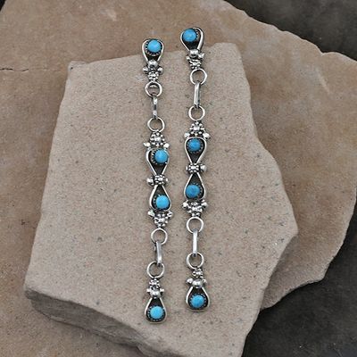 Long thin 3&quot; Zuni dangle earrings