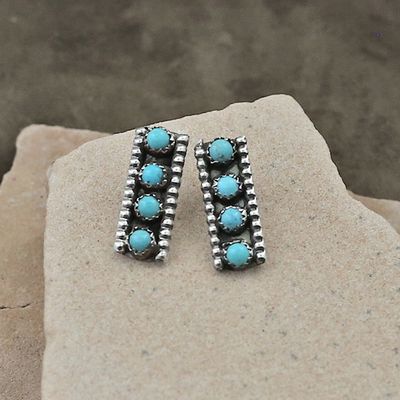 Rectangle Zuni earrings w/turquoise