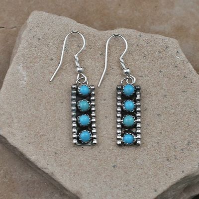 Rectangle Zuni dangle earrings w/ turquoise