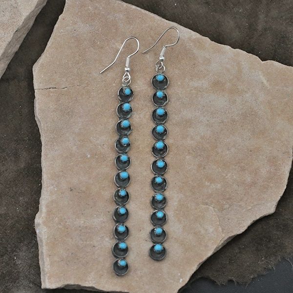 3&quot; scalloped Zuni dangle earrings