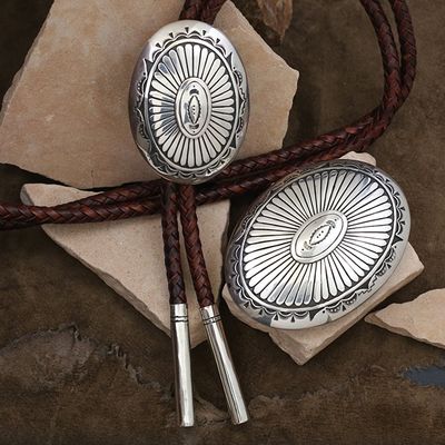 Navajo buckle &amp; bolo tie set by Charlie John