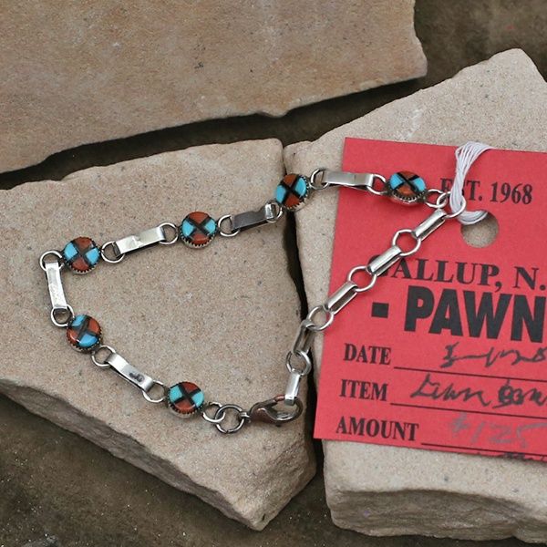 Zuni inlay link bracelet-Pawn Jewelry