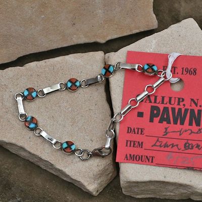 Zuni inlay link bracelet-Pawn Jewelry