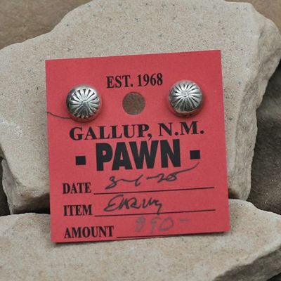 Navajo silver stud earrings-Pawn Jewelry