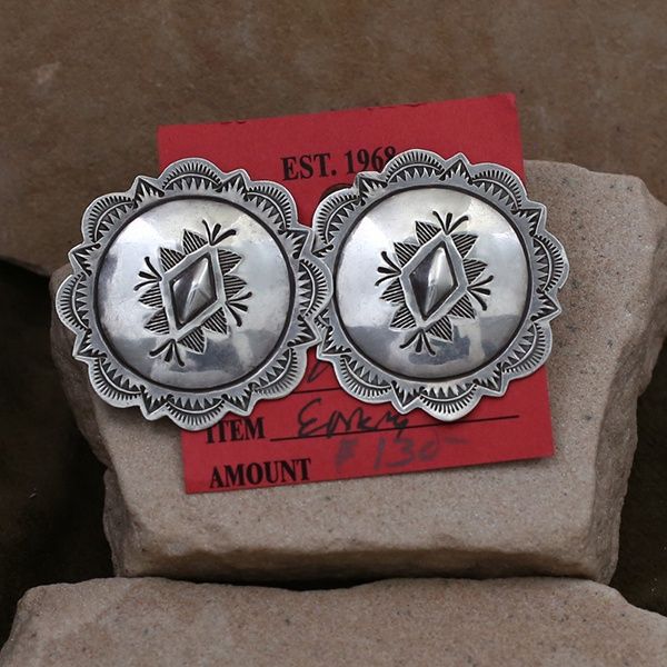 Large Navajo concho style earrings-Pawn Jewelry