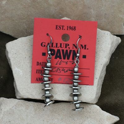 Silver disc &amp;  bead earrings-Pawn Jewelry