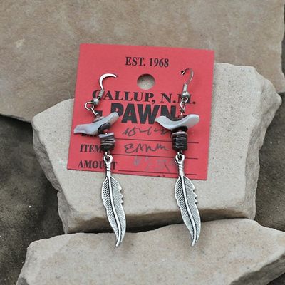 Silver feather dangle earrings-Pawn Jewelry