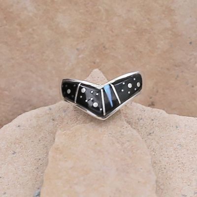 Small "V" shaped ring - Night Sky design