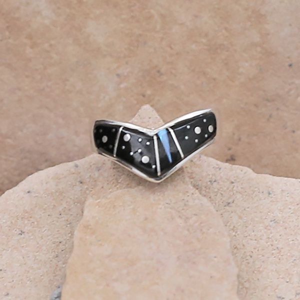 Small "V" shaped ring - Night Sky design