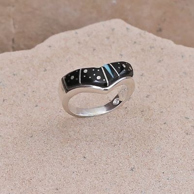 Small &quot;V&quot; shaped ring - Night Sky design