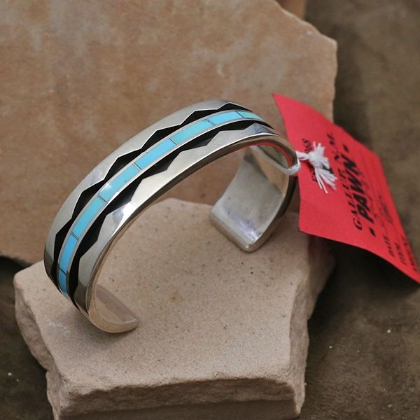 Zuni inlay large bracelet-Pawn Jewelry